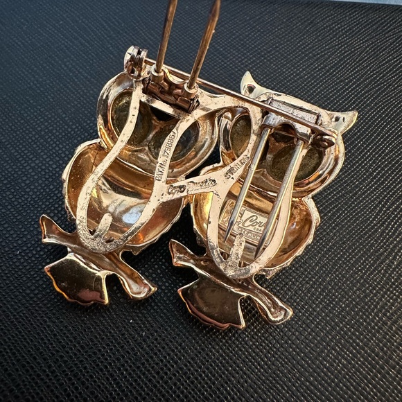 Coro brooch Duette Birds owl A Katz Des 1944s Sterling silver Enamel - Picture 7 of 13